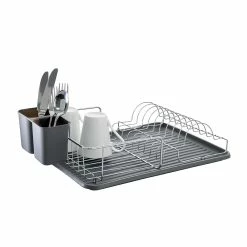 Scullery Pura II Low Dish Rack & Mat Grey