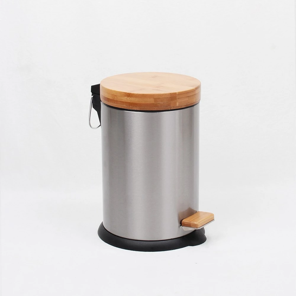 White Magic Eco Basics Stainless Steel & Wood Rubbish Bin 3L 5 White Magic Eco Basics Stainless Steel & Wood Rubbish Bin 3L - Image 3