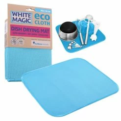 White Magic Dish Drying Mat Sea Blue