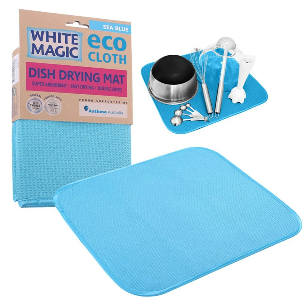 White Magic Dish Drying Mat Sea Blue 3 White Magic Dish Drying Mat Sea Blue