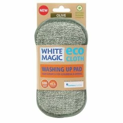 White Magic Eco Cloth Washing Up Scrubbing Pad Olive Green