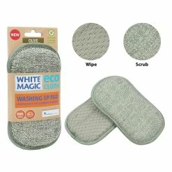 White Magic Eco Cloth Washing Up Scrubbing Pad Olive Green -Cheap Kitchen Cleaning Store JTY WMMFWPO 3