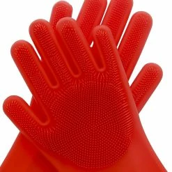 Scruba-Dub Antibacterial Silicone Cleaning Gloves Ruby Red -Cheap Kitchen Cleaning Store PCP 1032181 3