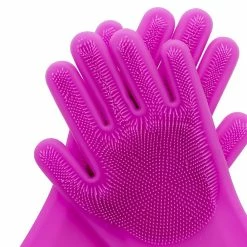 Scruba-Dub Antibacterial Silicone Cleaning Gloves Fuschia Pink -Cheap Kitchen Cleaning Store PCP 1032184 3