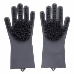 Scruba-Dub Antibacterial Silicone Cleaning Gloves Dove Grey