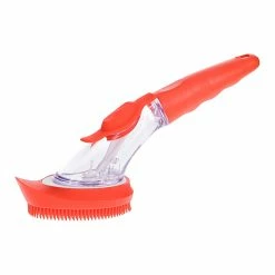 Scruba-Dub Silicone Dish Brush With Soap Dispenser 25cm Ruby Red